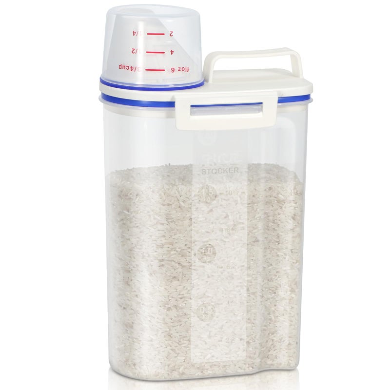 TBMax Rice Storage Bin Cereal Containers Dispenser with BPA Free Plastic + Airtight Design + Measuring Cup + Pour Spout - 2KG Capacities of Rice Perfect for Rice Cooker - Image 1
