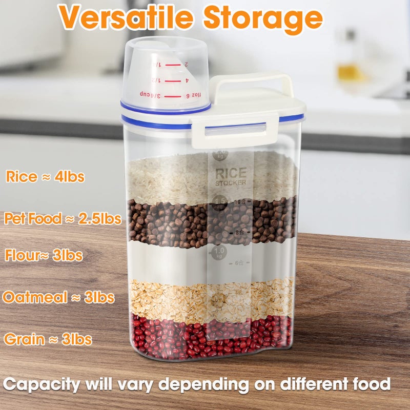 TBMax Rice Storage Bin Cereal Containers Dispenser with BPA Free Plastic + Airtight Design + Measuring Cup + Pour Spout - 2KG Capacities of Rice Perfect for Rice Cooker - Image 4