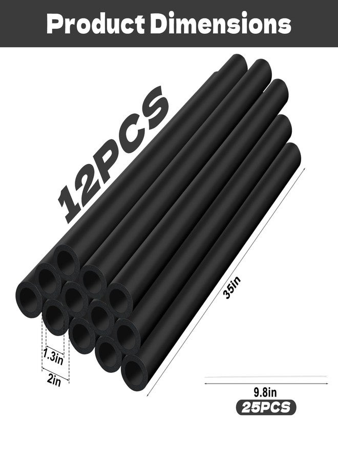 Hlimior 12PCS Trampoline Pole Foam Sleeves 35.5 "and 25 Ties, Waterproof Trampoline Pole Covers Replace Outdoor Accessories (Black) - Image 2