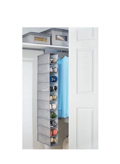 Generic Soft Fabric Closet Organizer  Holds Shoes Handbags Clutches Accessories 10 Shelf Over Rod Hanging Storage Unit Textured Print 2 Pack  - Image 3