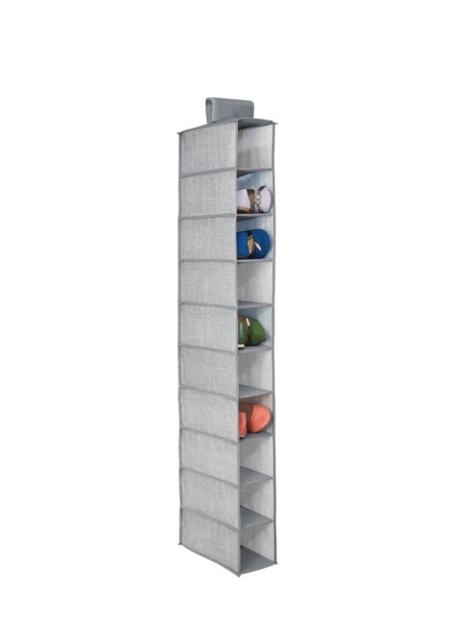 Soft Fabric Closet Organizer  Holds Shoes Handbags Clutches Accessories 10 Shelf Over Rod Hanging Storage Unit Textured Print 2 Pack