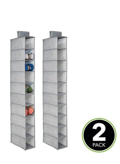 Generic Soft Fabric Closet Organizer  Holds Shoes Handbags Clutches Accessories 10 Shelf Over Rod Hanging Storage Unit Textured Print 2 Pack  - Image 1