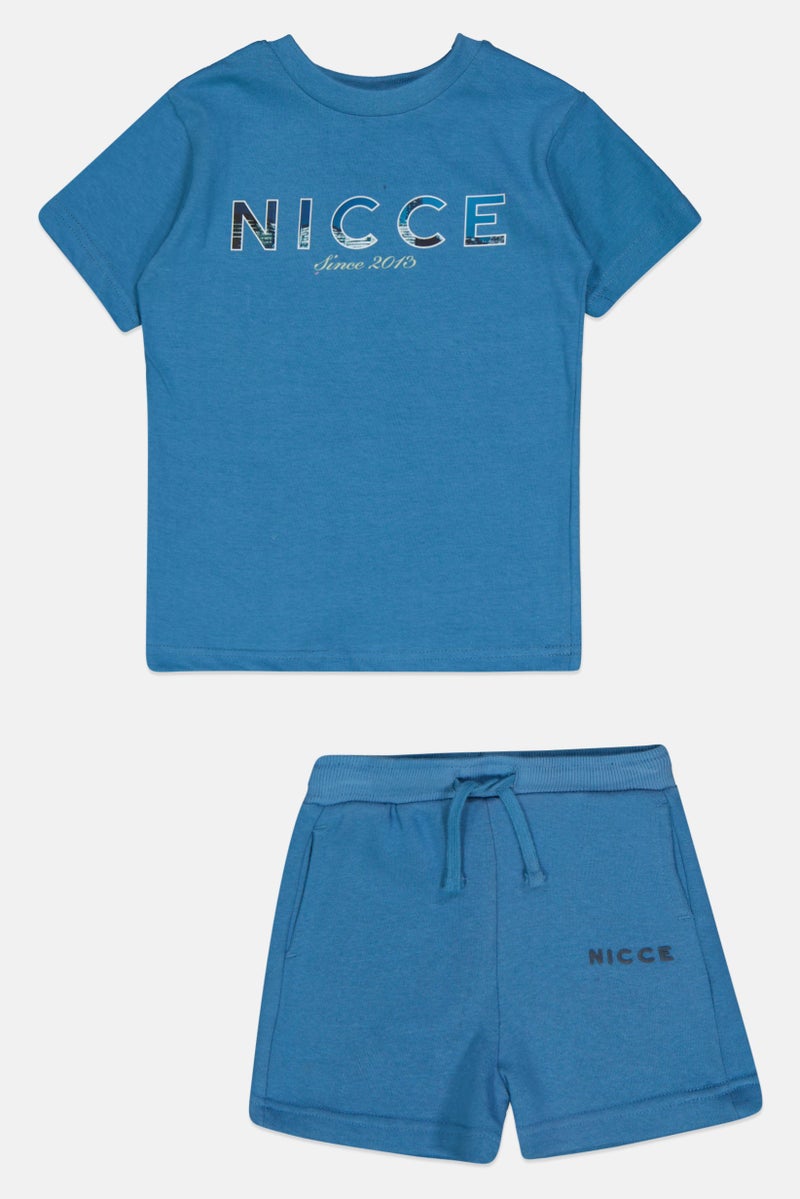 Nicce Toddlers Boy 2 Pieces Graphic Print Top And Bottom Set, Deep Blue  - Image 1