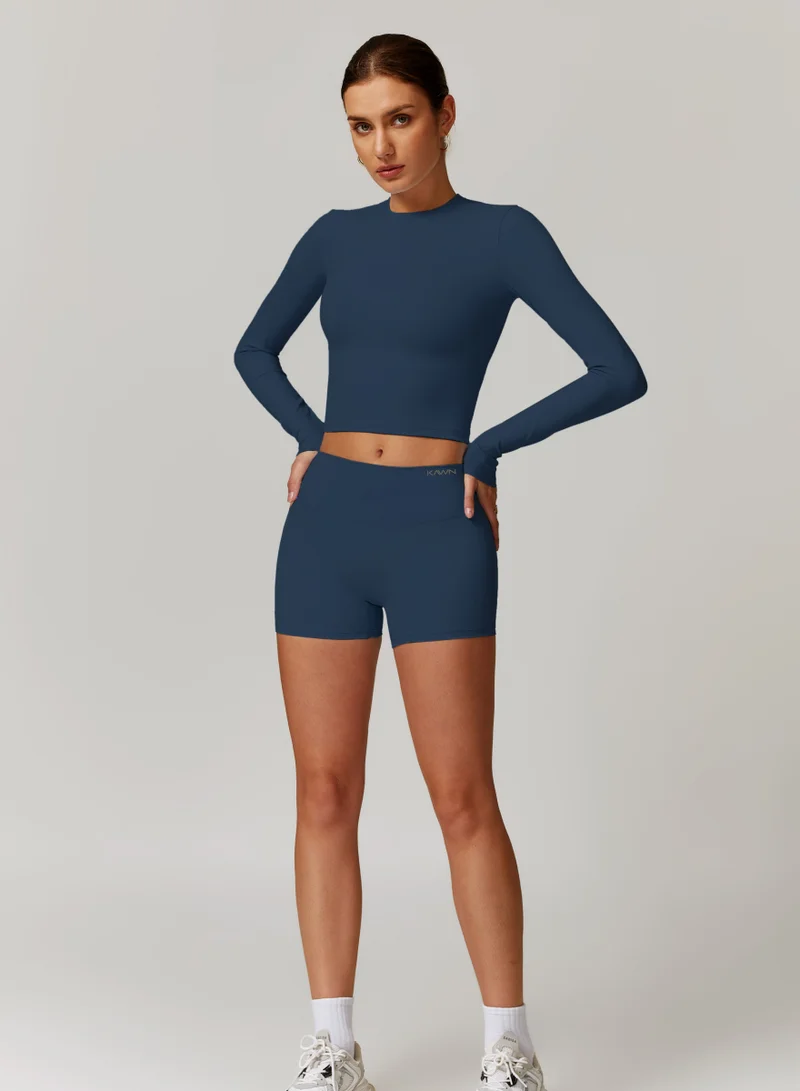 KAWN.YOGA Womens Long Sleeves Fitted Crop Top