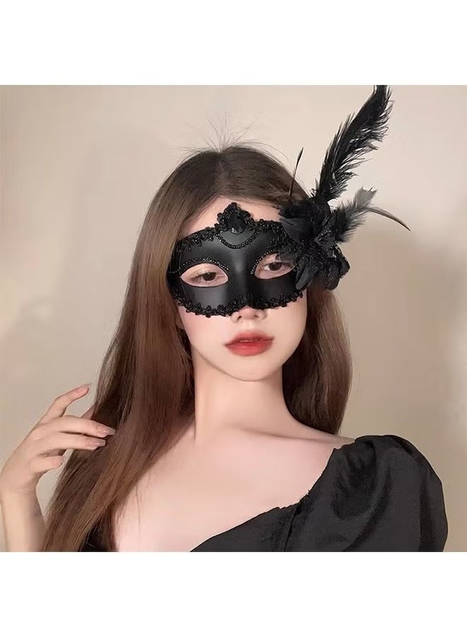 Couple Masquerade Mask Set Venetian Party Mask Mardi Gras Mask Costume Mask Fancy Dress Mask for Women (Black) - Image 3