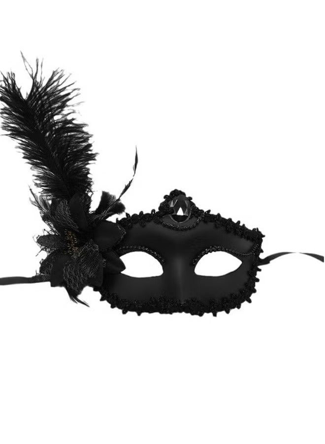 Couple Masquerade Mask Set Venetian Party Mask Mardi Gras Mask Costume Mask Fancy Dress Mask for Women (Black) - Image 5