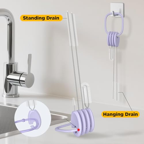VOGOGE Straw Brush Set, 4 Piece Cleaner Kit with Standable Key Ring for Reusable Straws, Tumblers & Water Bottles – Designed for Kids & Adults, Purple - Image 5