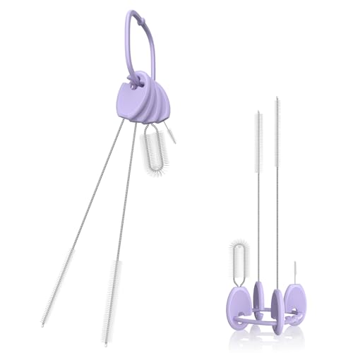 VOGOGE Straw Brush Set, 4 Piece Cleaner Kit with Standable Key Ring for Reusable Straws, Tumblers & Water Bottles – Designed for Kids & Adults, Purple - Image 1