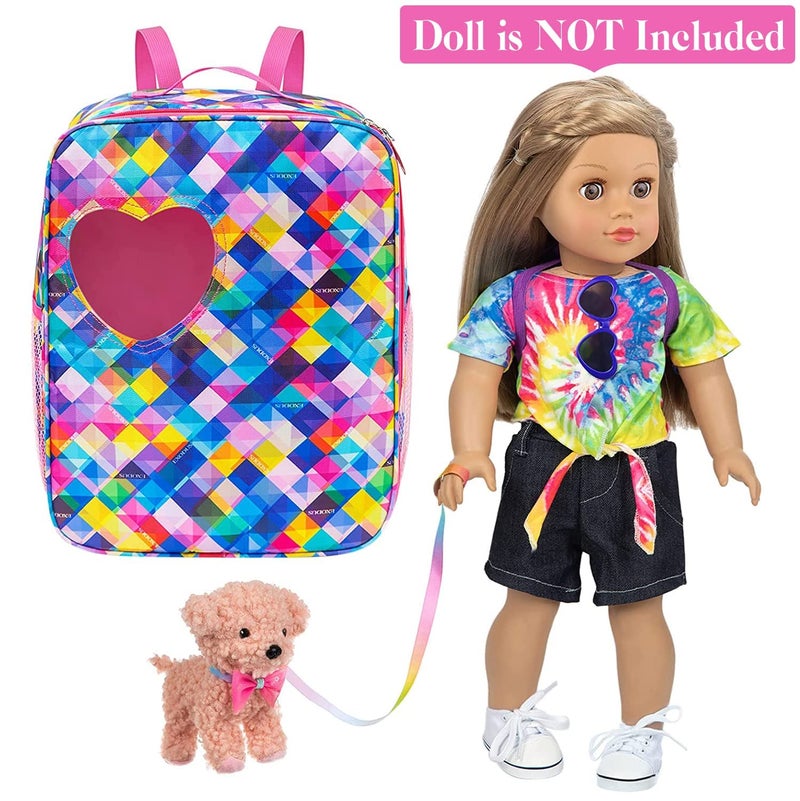 Ecore Fun 5 Items 18 inch Dolls Bag Set and Accessories Including 18 Inch Doll Clothes, Shoes, Sunglasses, Doll Backpack and Toy Dog - Image 2