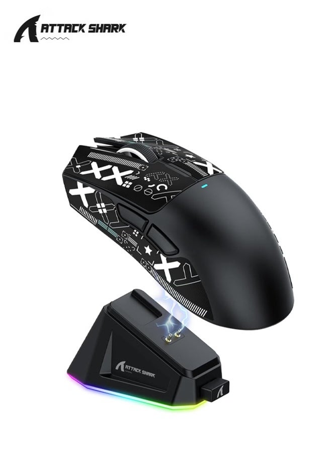 هجوم القرش ماوس ألعاب لاسلكي ثلاثي الوضعيات بتقنية بلوتوث X11 مع قاعدة شحن مغناطيسية، ماوس خفيف الوزن وغير قابل للانزلاق، حساس PixArt PAW3311، دقة 22K DPI، بلوتوث/2.4 غيغاهرتز/سلكي، لجهاز الكمبيوتر/ماك - Image 1