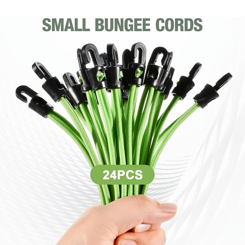 24 Reusable Black Elastic Straps With Hooks For Secure Fastening Organization Travel Camping Automotive Gear - Image 1