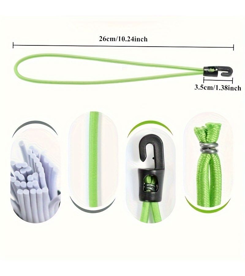 24 Reusable Black Elastic Straps With Hooks For Secure Fastening Organization Travel Camping Automotive Gear - Image 5
