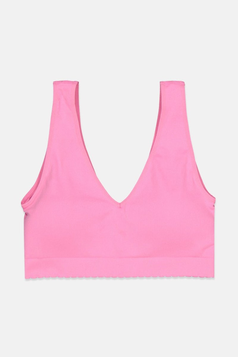 Tchibo Women Padded Ribbed Bralette, Pink - Image 2