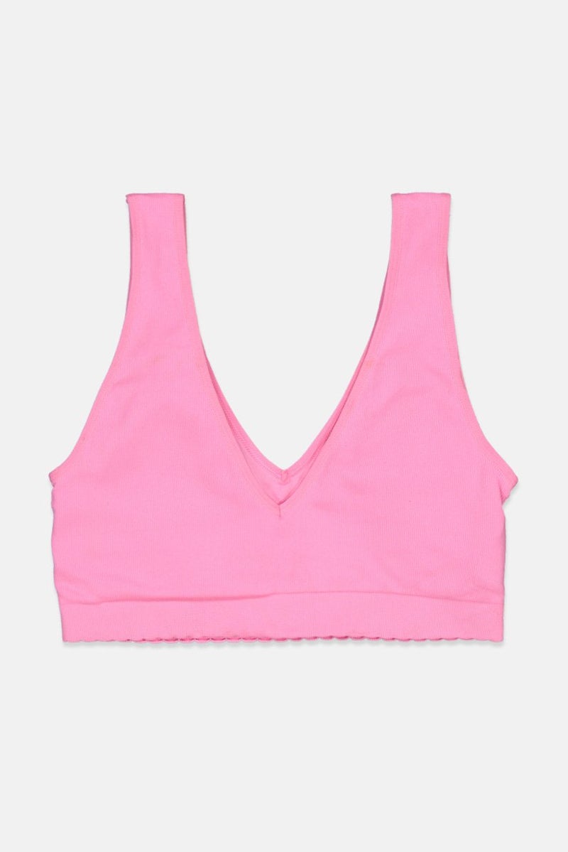 Tchibo Women Padded Ribbed Bralette, Pink - Image 1