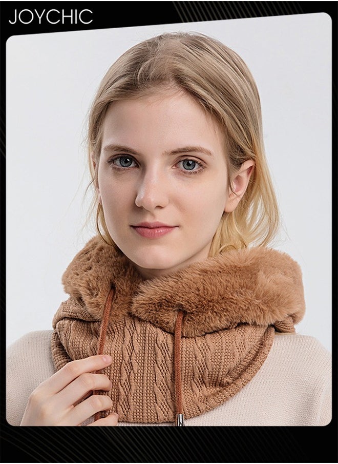 Joychic Autumn and Winter Women Outdoor Cycling Cold Protection Pullover Hat Warm Neck Mask Brown  - Image 3