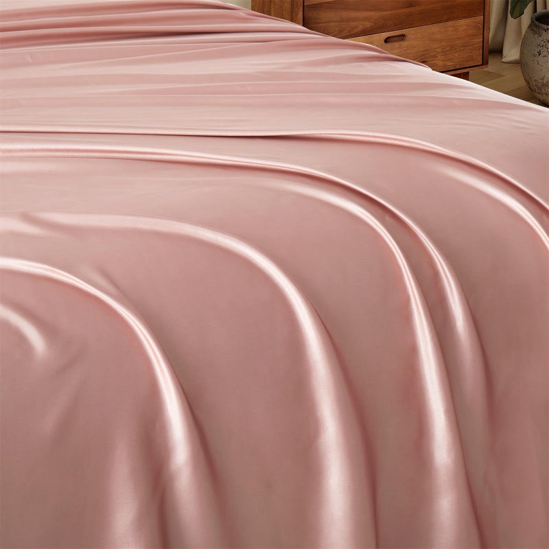 Ersmak Satin Flat Sheet Only  Single Flat Sheet King  Luxury & Ultra Soft Silky Bedding Top Sheet for King Mattress - Champagne - Image 4