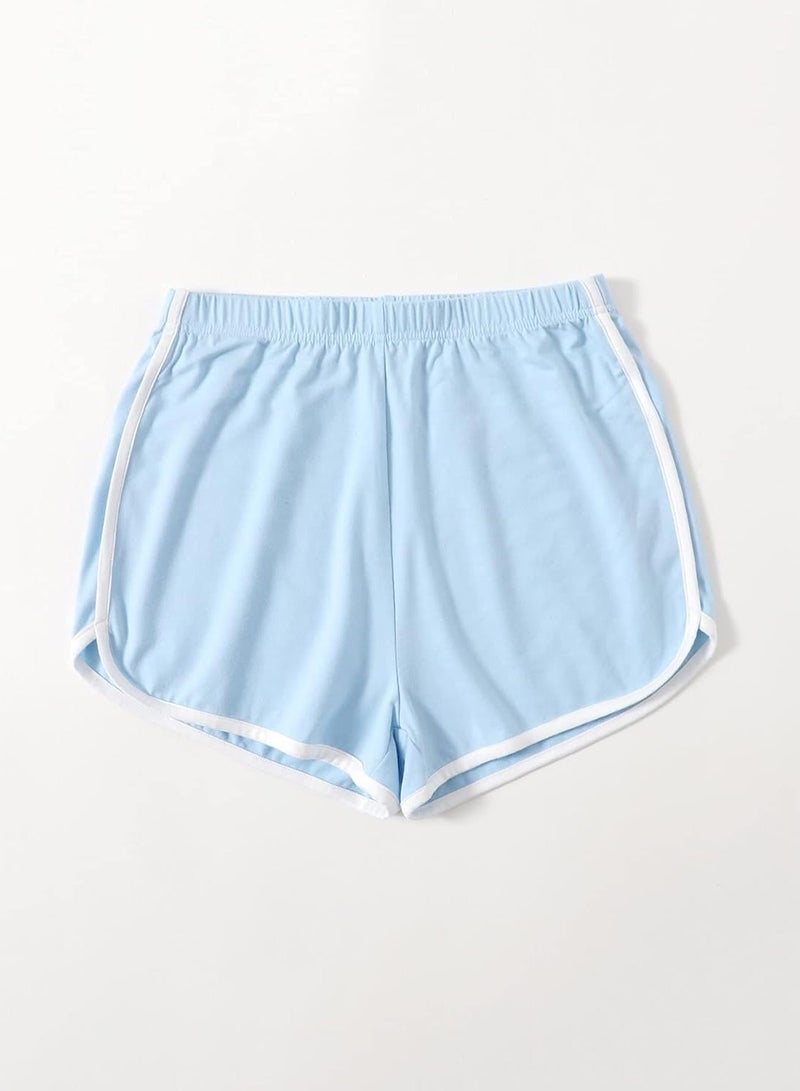 ورد شورت قصير نسائي بحواف بيضاء - Image 1