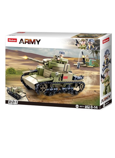 Sluban - WWII Army 2 in 1 Italian Tank Bricks Set 463 Pieces - M38-B0711