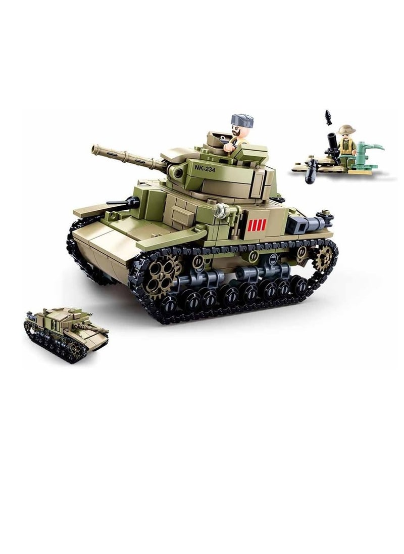 Sluban - Sluban - WWII Army 2 in 1 Italian Tank Bricks Set 463 Pieces - M38-B0711 - Image 1