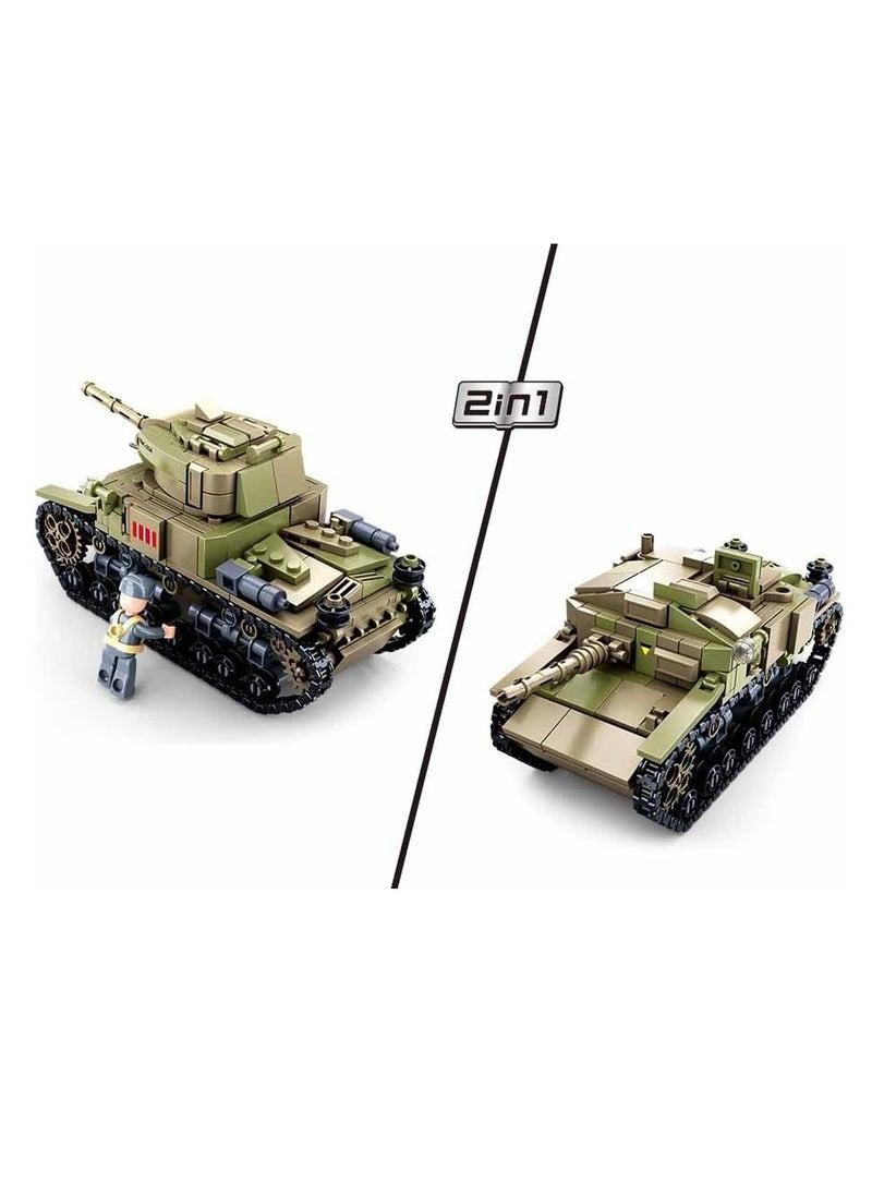 Sluban - Sluban - WWII Army 2 in 1 Italian Tank Bricks Set 463 Pieces - M38-B0711 - Image 1