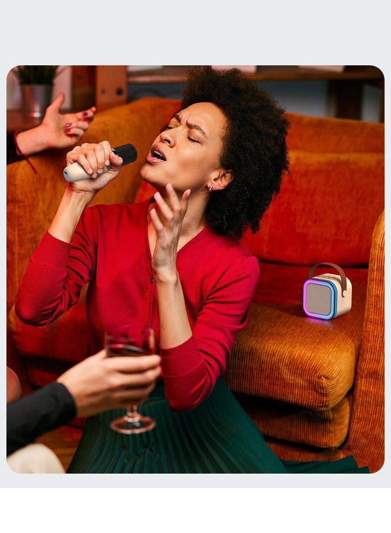Beauenty New K12 Speaker with Mic LED Color Lights Family Singing Wireless Portable Bluetooth with Microphone Pink Speaker - Image 4