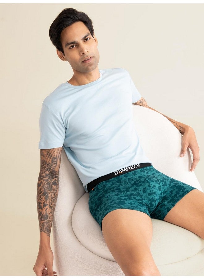 DAMENSCH Men's Regular Fit Printed Cotton Trunks | Combed Cotton, Stretchy Fabric Underwear for Men, Trunks for Men, Boxer Briefs for Men,Mens Underwear-Tulipwood,Colonial Blue-M - Image 3