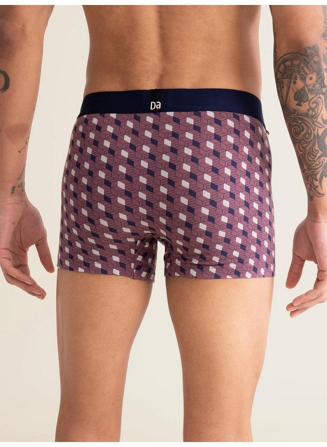 DAMENSCH Men's Regular Fit Printed Cotton Trunks | Combed Cotton, Stretchy Fabric Underwear for Men, Trunks for Men, Boxer Briefs for Men,Mens Underwear-Tulipwood,Colonial Blue-M - Image 4