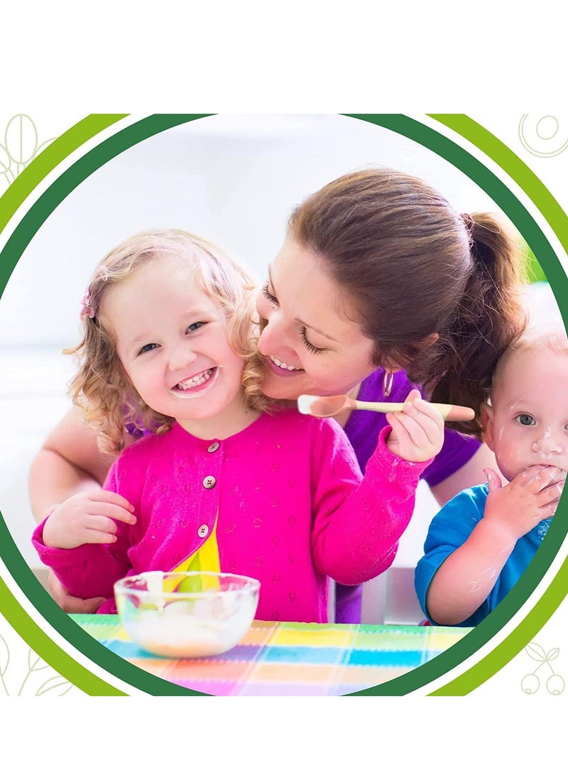 سجن سفما طفل ملعقة وشوكة مجموعة ، مجموعة أدوات المائدة للأطفال سيليكون ملعقة وشوكة مع شل الخارجي يمكن أن تكون عازمة على التغذية الذاتية التدريب مجموعة أدوات المائدة للأطفال ، مجموعة أطفال مع مقبض أخضر ، وردي ، أصفر - Image 4