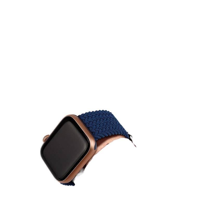 سوار ساعة ذكية سوار نايلون حلقي متوافق مع Apple Watch / SE بملاءمة قابلة للتعديل وحزام بديل للاستخدام اليومي باللون أسود قابل للتعديل باللون الأسود - Image 4