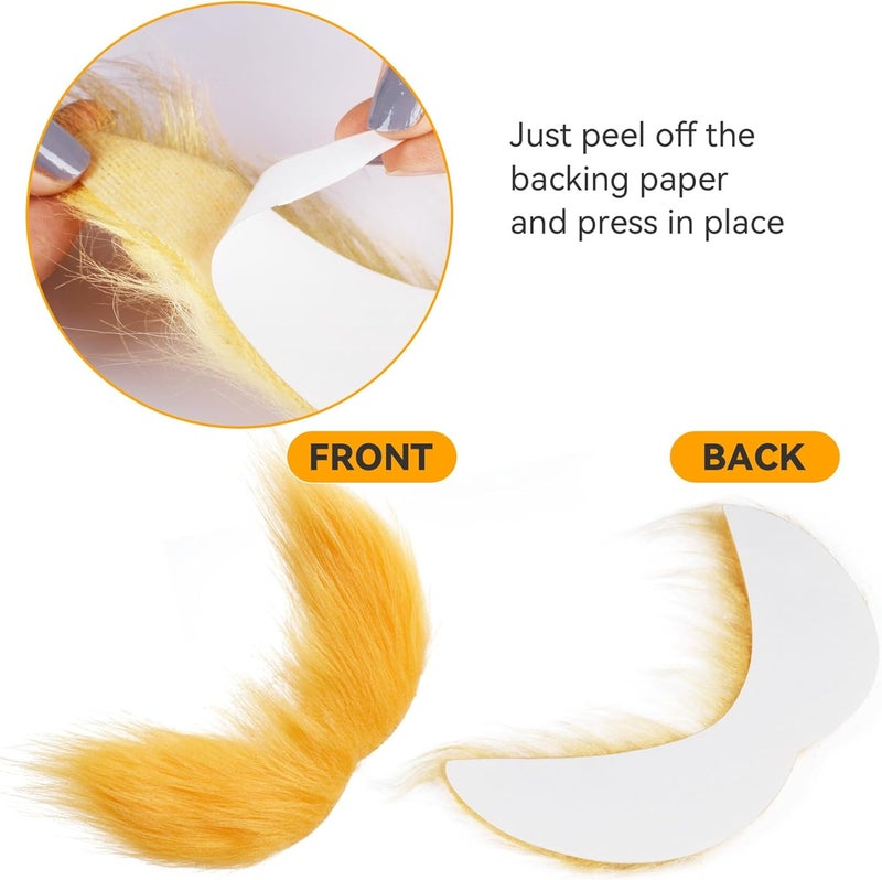 2 sets of yellow artificial beard eyebrows (including spare tape) - Image 3