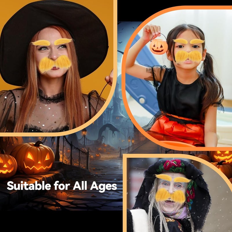 2 sets of yellow artificial beard eyebrows (including spare tape) - Image 4
