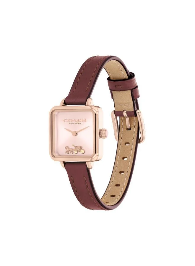 COACH  2-Hand Cass Collection Quartz Movement Watch For Women With Red Leather Strap - 14504229 for Women | Best Price UAE