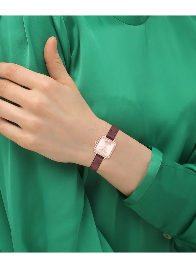 COACH  2-Hand Cass Collection Quartz Movement Watch For Women With Red Leather Strap - 14504229 for Women | Best Price UAE