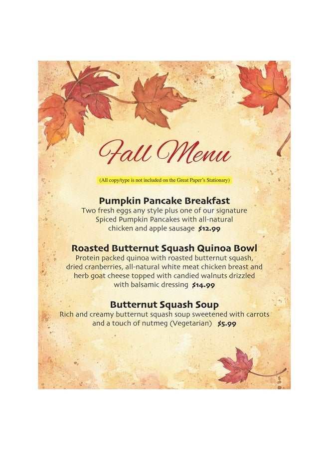 Great Papers! Great Papers! Fall Leaves Letterhead, Imprintable Stationery, 80 Sheets, 8.5" x 11" (2014075)  - Image 3