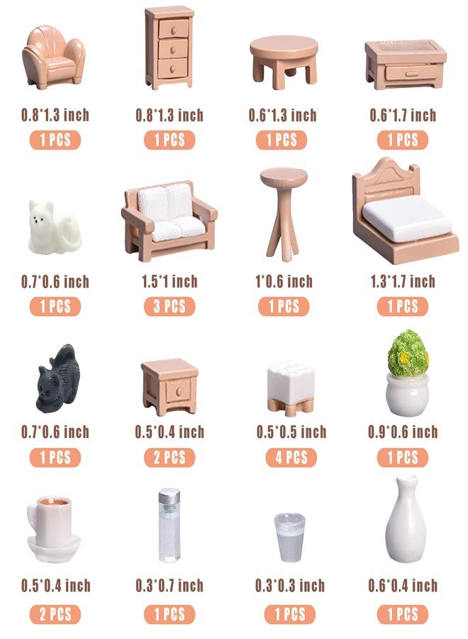 BANBALLON 23 Pieces Dollhouse Mini Furniture Decoration Set DIY Accessories Including Dining Room Sitting Living Bedroom Toys for Baby Children Girls - Image 3