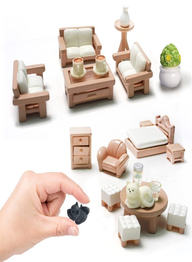 BANBALLON 23 Pieces Dollhouse Mini Furniture Decoration Set DIY Accessories Including Dining Room Sitting Living Bedroom Toys for Baby Children Girls - Image 2