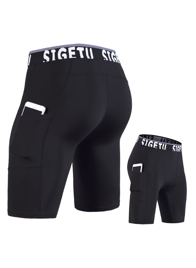 SIGELUN Side Pocket Men's Gym Shorts Legging Basketball Bottom Basic Running Tights Dry Fit Exercise Active Workout Sweat Jogger Fitness - Image 1