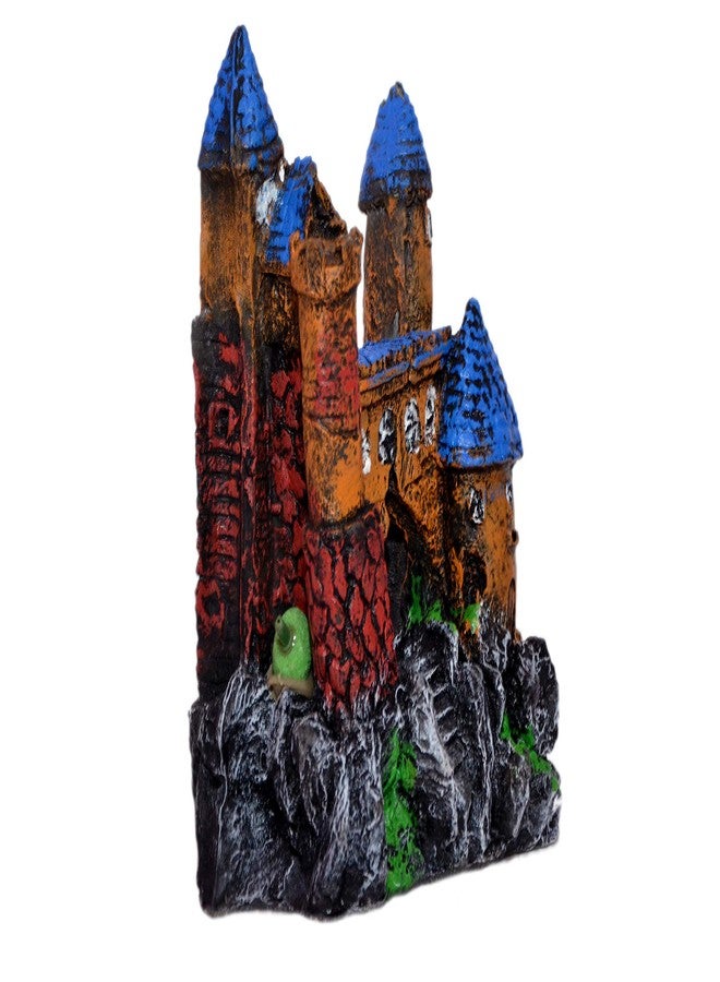 CHOOSTIX Aquachoo Aquarium Decor, Ornaments, Underwater Treasures, Yellow Castle with Blue Roof on Rocks, Air Tube, 650 g - Image 3