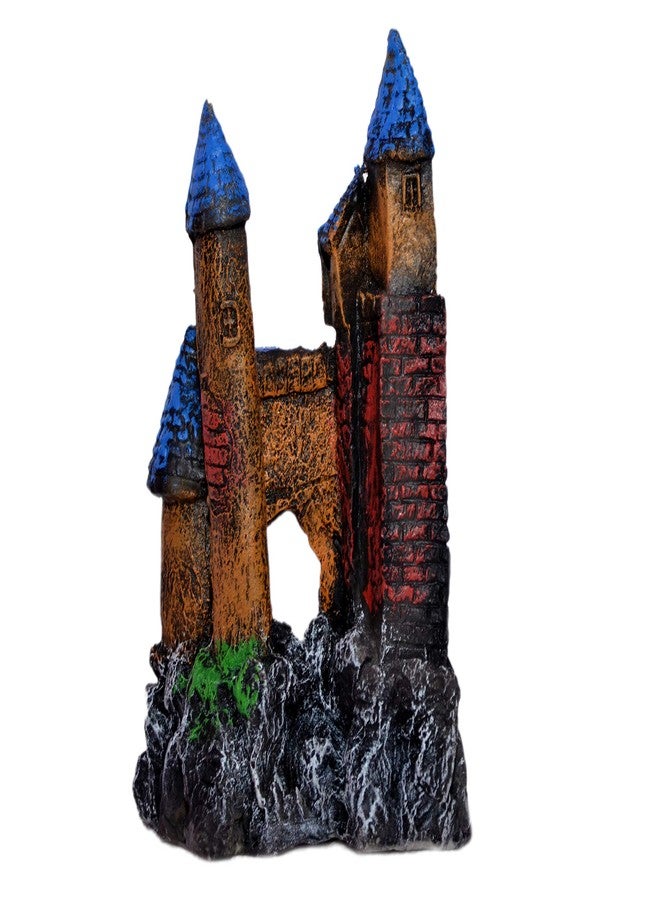 CHOOSTIX Aquachoo Aquarium Decor, Ornaments, Underwater Treasures, Yellow Castle with Blue Roof on Rocks, Air Tube, 650 g - Image 2