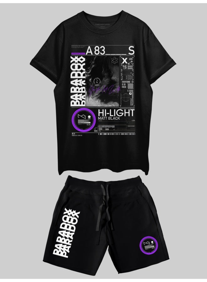 THREADCURRY THREADCURRY Paradox Printed Co-ord Set for Men - Half Sleeve Oversized T-Shirt and Shorts  - Image 1