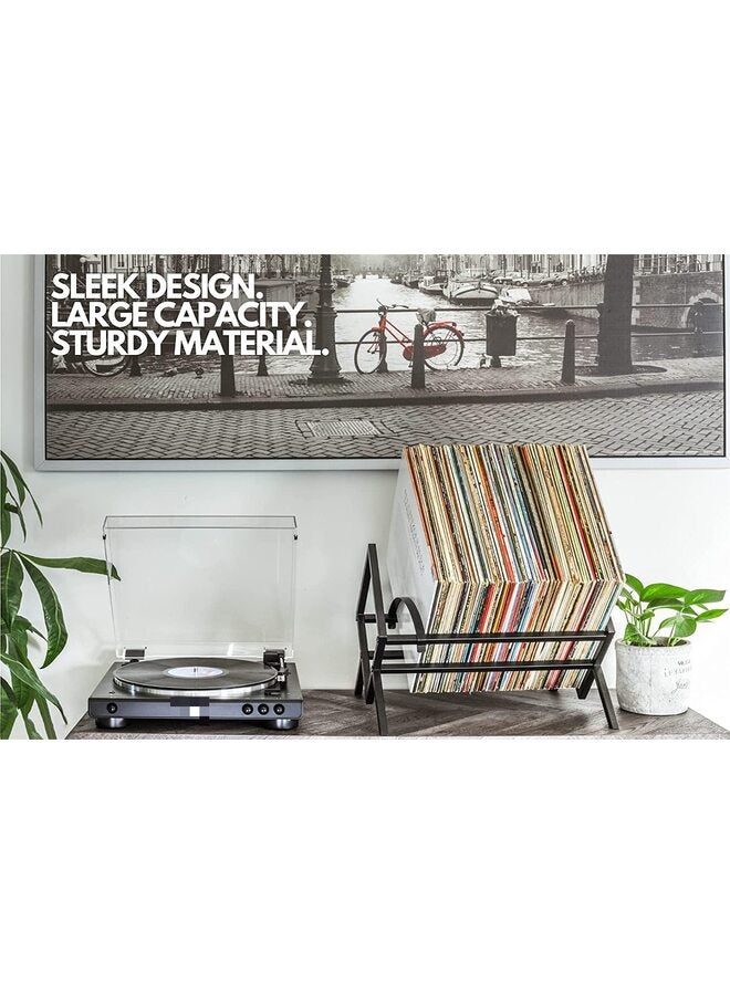 LAMAY Vinyl Record Holder -Sturdy Metal Structure(Matte Black) - Easy Assembly - Display & Storage - Eco-friendly Packaging - Image 2