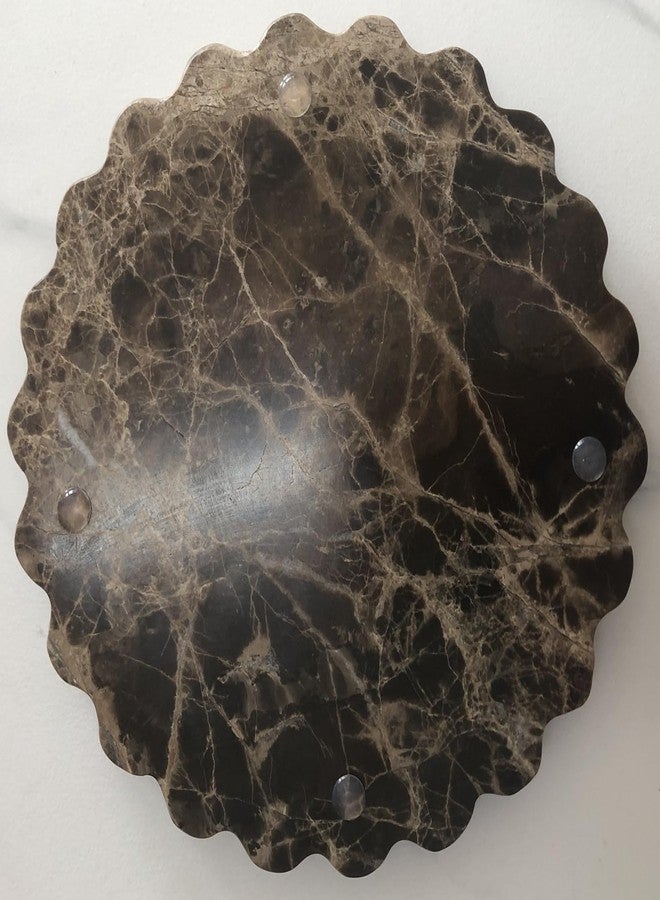SAIDKOCC Marble Tray Round Scalloped Tray Small Serving Platter for Counter, Bathroom, Kitchen, Nightstand, Jewelry Ring Dish Holder (Coffee Net) - Image 3