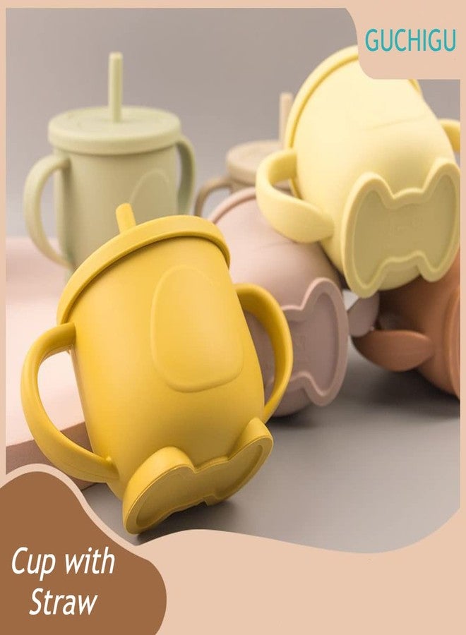GUCHIGU Mini Cup + Straw Training System - 100% Silicone Training Cup for Infants + Toddlers | Reusable Portable Baby Sippy Drinking Cup for Kids | BPA Free | Cute Penguin Shape (Dusty Rose) - Image 4