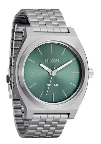 NIXON Time Teller Solar A1369 SilverJade Sunray 100m Water Resistant Mens Analog Solar Powered Fashion Watch 405mm Watch Face 20mm 5 Link Stainless Steel Band - Image 1