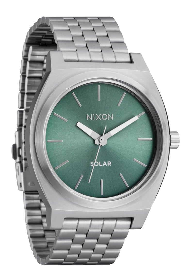 NIXON Time Teller Solar A1369 SilverJade Sunray 100m Water Resistant Mens Analog Solar Powered Fashion Watch 405mm Watch Face 20mm 5 Link Stainless Steel Band - Image 2
