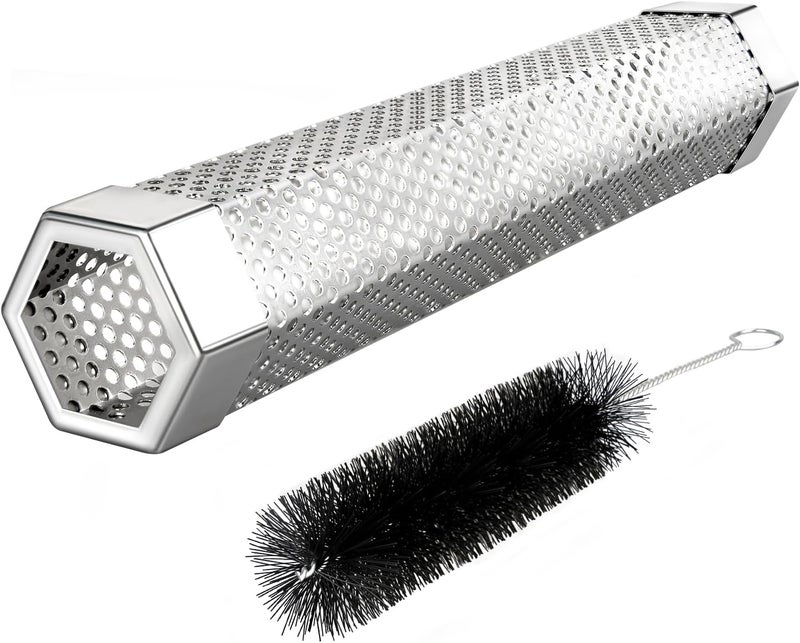 LFSEMINI Pellet Smoker Tube, 1 Pack 12'' Smoker Tube with Brush, Premium Stainless Steel, 5 Hours of Billowing Smoke Tube Smoker for All Grill, Smoker, Cold/Hot Smoking - Image 1