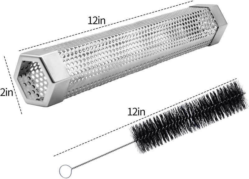 LFSEMINI Pellet Smoker Tube, 1 Pack 12'' Smoker Tube with Brush, Premium Stainless Steel, 5 Hours of Billowing Smoke Tube Smoker for All Grill, Smoker, Cold/Hot Smoking - Image 5