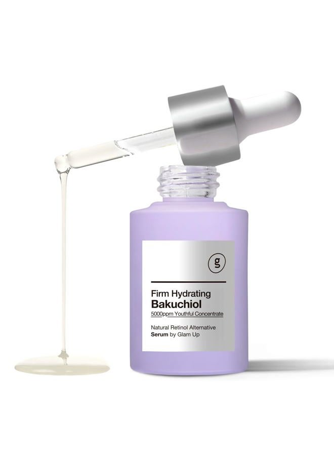 Glam Up Bakuchiol Serum & Hyaluronic Acid - Anti-Aging Retinol Alternative Serum, Blur Fine Lines, Anti-Wrinkles, Pore shrink and Soothing Pimples, Hydrate Facial Skin, Cruelty-Free (1.01 Fl Oz) - Image 1