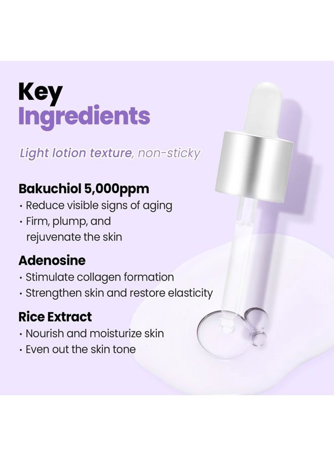 Glam Up Bakuchiol Serum & Hyaluronic Acid - Anti-Aging Retinol Alternative Serum, Blur Fine Lines, Anti-Wrinkles, Pore shrink and Soothing Pimples, Hydrate Facial Skin, Cruelty-Free (1.01 Fl Oz) - Image 5