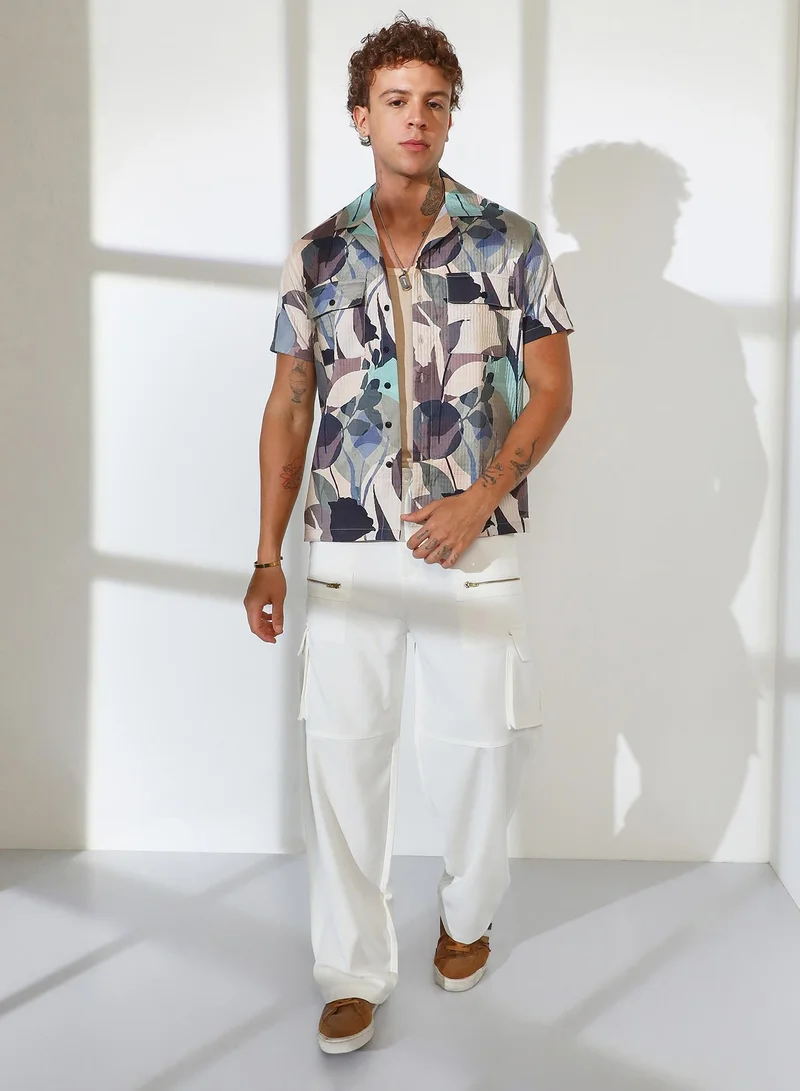 CAHOOT  Men's Multicolour Artistic Bloom Oversized Shirt for Men | Best Price UAE